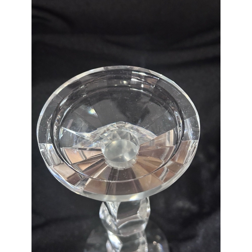 Lafayette Crystal candle holder 10 1/2" Beautiful Square Pattern Cut - Picture 14 of 16